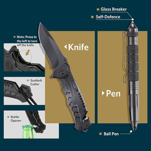 ABPIR Gifts for Fathers Day Survival Kits for Men Dad Husband Him, 13 in 1 Survival Gear and Equipment Tactical Tools for Camping Hiking Hunting Outdoor Adventure, Cool Birthday Idea in Kuwait
