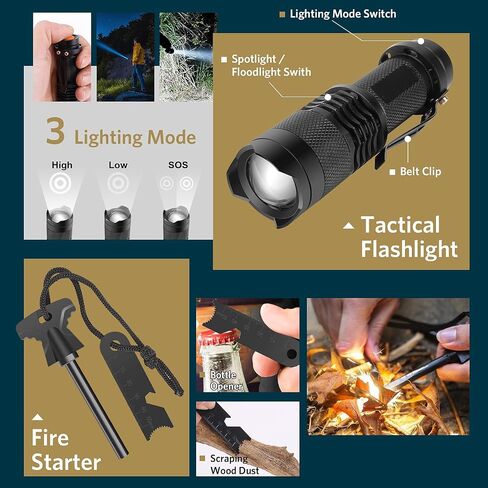 ABPIR Gifts for Fathers Day Survival Kits for Men Dad Husband Him, 13 in 1 Survival Gear and Equipment Tactical Tools for Camping Hiking Hunting Outdoor Adventure, Cool Birthday Idea in Kuwait