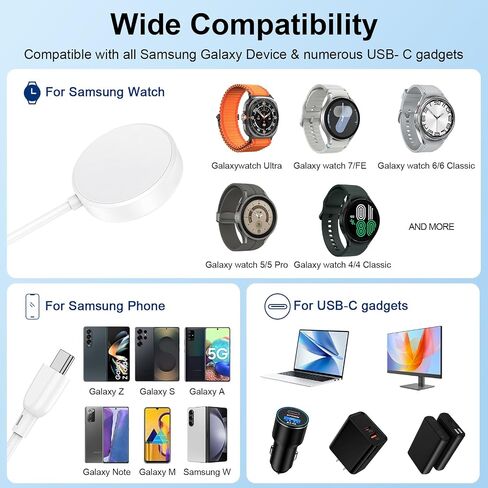 Samsung Watch Charger for Samsung Watch 8 Classic/8/7/6/Ultra/FE/5 Pro/4/3 in Kuwait