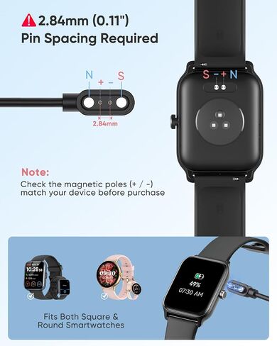 Quican Smart Watch Charger, Fast Magnetic USB Charging Cable with Overcharge Protection, Replacement Cord Compatible with ID208PLUS GTX20 IDW13PLUS IDW19H IDW20 IDW28, AR-01/02, DR-03/05/06, 1.65ft in Saudi Arabia