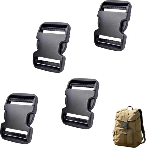 Btolin Heavy-Duty Plastic Side Release Buckles, Black, 2 Inch, 4 Pack, Quick-Release Clip for Backpack, Tactical Belt, Pet Collar, Luggage Straps,No Sew Double Adjustable Plastic Buckle in Saudi Arabia