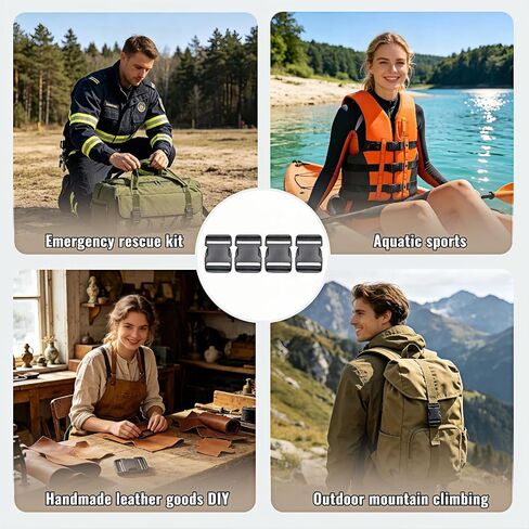 Btolin Heavy-Duty Plastic Side Release Buckles, Black, 2 Inch, 4 Pack, Quick-Release Clip for Backpack, Tactical Belt, Pet Collar, Luggage Straps,No Sew Double Adjustable Plastic Buckle in Saudi Arabia