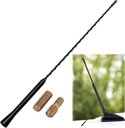 Car Antenna Replacement, 16 Inch Flexible Rubber AM FM Vehicle Radio Antenna with M5 M6 Threaded Adapters, Waterproof Roof Mounted Radio Aerial Mast for Cars Trucks SUVs in Saudi Arabia