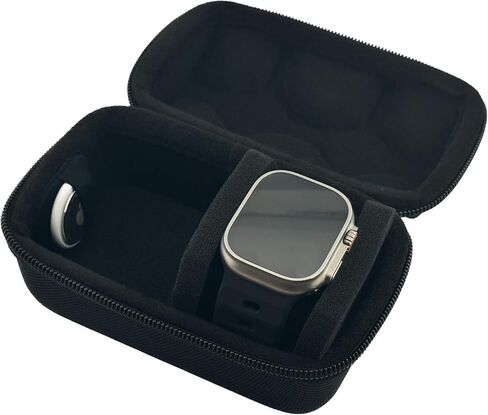 2 Watch Travel Case for Men - Portable Watch Roll Storage Box with Hidden AirTag Holder, Lightweight EVA Hard Shell Watch Organizer for Travel, Black in Saudi Arabia