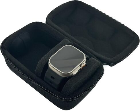 2 Watch Travel Case for Men - Portable Watch Roll Storage Box with Hidden AirTag Holder, Lightweight EVA Hard Shell Watch Organizer for Travel, Black in Saudi Arabia