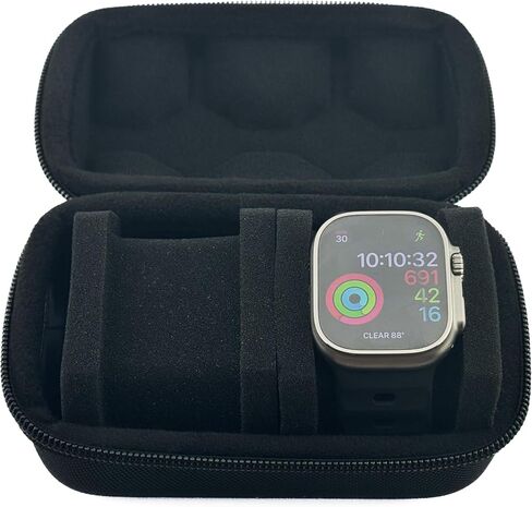 2 Watch Travel Case for Men - Portable Watch Roll Storage Box with Hidden AirTag Holder, Lightweight EVA Hard Shell Watch Organizer for Travel, Black in Saudi Arabia