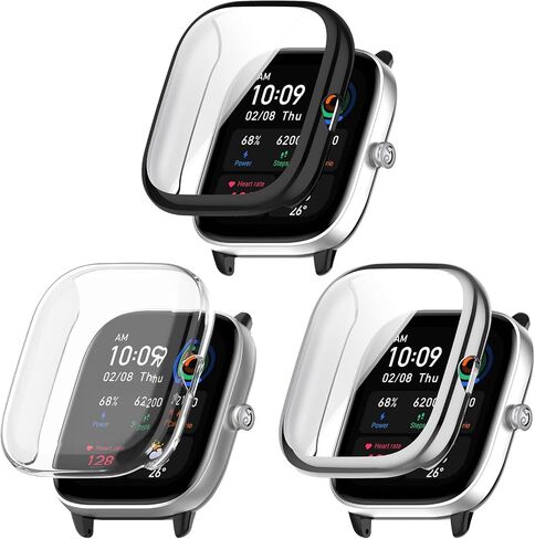 FitTurn Screen Protector Case Compatible with Amazfit GTS4 Mini Watch TPU Slim Case Cover [Plating Metal Color Frame] [3D Full Coverage] Shell Protective for GTS 4 Mini Watch (7-PACK) in Kuwait