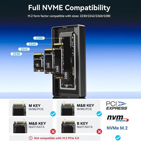 ANYOYO 80Gbps M.2 NVMe SSD Enclosure with Cooling Fan, Aluminium Alloy Enclosure Compatible with Thunderbolt 5/4/3/USB4, Support M/B+M Key SSD, Tool-Free Installation in Kuwait