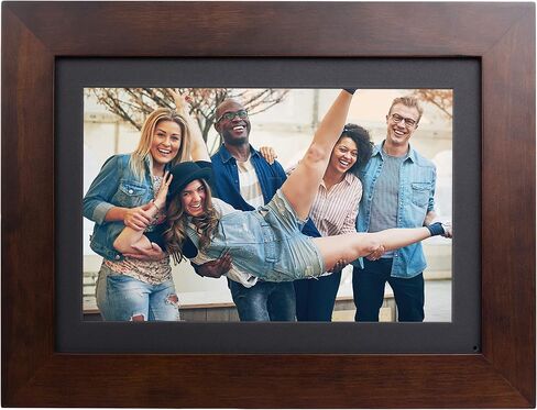 Brookstone PhotoShare 14" Smart Digital Picture Frame, Send Pics from Phone to Frames, WiFi, 8 GB, Holds 5,000+ Pics, HD Touchscreen, Premium Espresso Wood, Easy 1-min Setup in Kuwait
