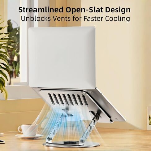 360° Rotatable Height-Adjustable All-Metal Dual-Bar Laptop Stand, Anti-Slip Heat-Dissipating for MacBook Pro/Air (10-17"), Tablet, Gaming, Office, Home, Drawing - Gray in Saudi Arabia