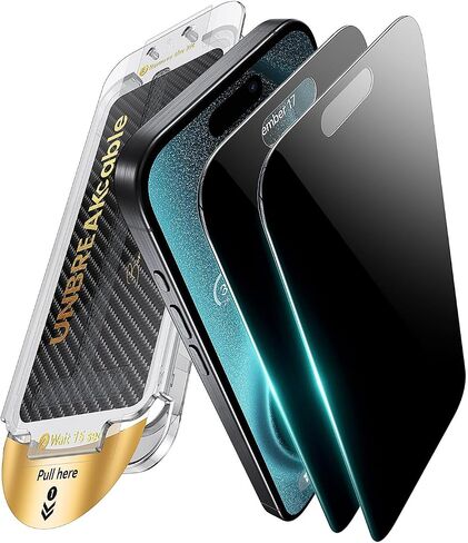 UNBREAKcable for iPhone 16 Pro Max Privacy Screen Protector, Tempered Glass 6.9", DustProof OneStep Installation, 25° Anti-Spy, 9H Military-Grade Shatterproof, Bubble-Free, Case-Friendly, 2 Pack in Kuwait