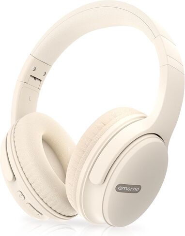AMORNO Bluetooth Headphones Over Ear, 68 Hours Playtime Wireless Headphones with Mic, Foldable Adjustable Lightweight HiFi Stereo Headset for Cellphone/PC/Work/Travel (White) in Kuwait