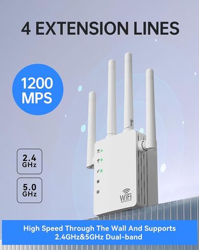 WiFi Extender, WiFi Extender Signal Booster Dual-Band(5.8G&2.4G) AC1200Mbps 10X Faster WiFi 6 Coverage to 13888 sq. ft & 150+ Devices, WiFi Range Extender, WiFi Booster Extender for Home in Kuwait