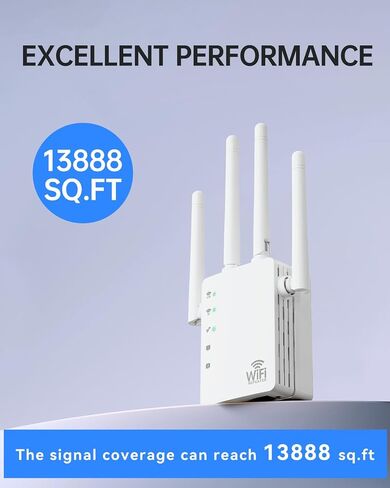 WiFi Extender, WiFi Extender Signal Booster Dual-Band(5.8G&2.4G) AC1200Mbps 10X Faster WiFi 6 Coverage to 13888 sq. ft & 150+ Devices, WiFi Range Extender, WiFi Booster Extender for Home in Kuwait