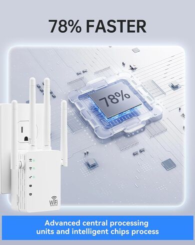 WiFi Extender, WiFi Extender Signal Booster Dual-Band(5.8G&2.4G) AC1200Mbps 10X Faster WiFi 6 Coverage to 13888 sq. ft & 150+ Devices, WiFi Range Extender, WiFi Booster Extender for Home in Kuwait