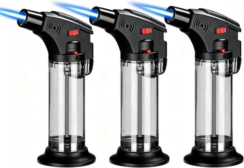 3 Pack Refillable Jet Torch Butane Lighter, Windproof Adjustable Flame Multipurpose Gas Lighter (Gas Not Included) in Kuwait