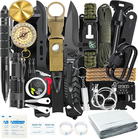 Survival Kits 37 in 1, Gifts for Men Dad Husband Valentine's Day, Emergency Survival Gear and Equipment, Camping Hiking Outdoor Adventure Cool Gadgets, Stocking Stuffers in Kuwait