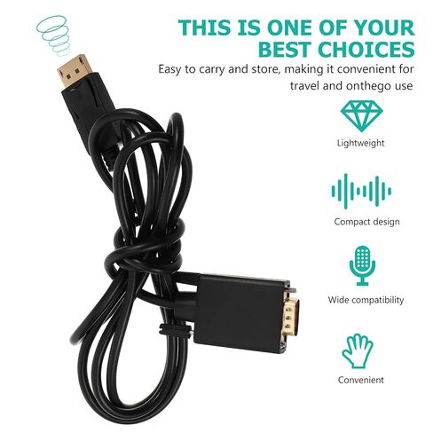 Display Interface to Vga Converter Cable Plastic Black 1.8m Plug and Play in Kuwait
