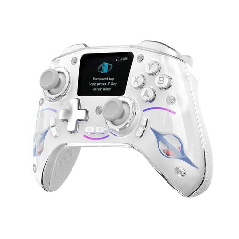 Wireless Game Controller for PS4/Nintendo Switch1 /2/PC/Android Hall Effect Joystick Trigger LCD Screen 4 Back Buttons RGB Lighting Macro Programming 6-Axis Gyro Dual Vibration Bluetooth 2.4G White in Kuwait