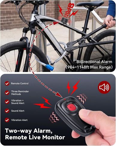 WSDCAM Two-Way Bike Alarm 120dB, USB-C Rechargeable with Remote in Saudi Arabia