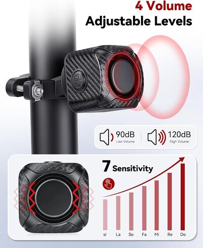 WSDCAM Two-Way Bike Alarm 120dB, USB-C Rechargeable with Remote in Saudi Arabia