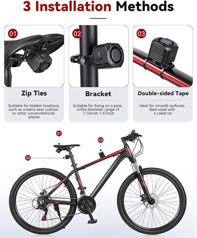 WSDCAM Two-Way Bike Alarm 120dB, USB-C Rechargeable with Remote in Saudi Arabia