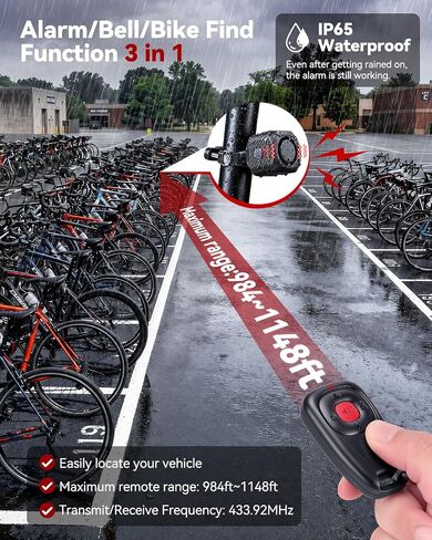 WSDCAM Two-Way Bike Alarm 120dB, USB-C Rechargeable with Remote in Saudi Arabia