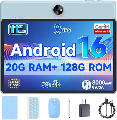 PEICHENG Tablet 11inch Android 16 Octa-core Processor, RAM 20GB(4+14Expand)+ROM 128GB, 8000mAh Battery, 5MP+13MP Dual Cameras in Kuwait