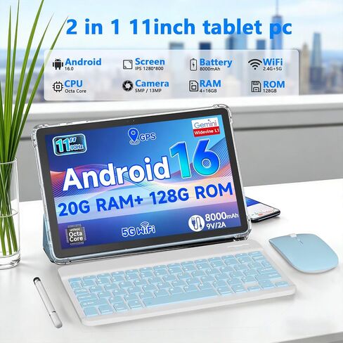 PEICHENG Tablet 11inch Android 16 Octa-core Processor, RAM 20GB(4+14Expand)+ROM 128GB, 8000mAh Battery, 5MP+13MP Dual Cameras in Kuwait