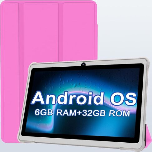 7 Inch Android Tablet with Case, 6GB RAM 32GB ROM, 1TB Expandable Storage, Quad-Core Processor, HD Display, WiFi, Bluetooth, Dual Camera, 3000mAh Battery, Blue Tablet for Kids & Travel (Blue) in Kuwait