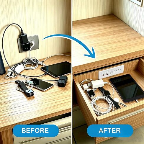 Drawer Outlet Kit, Retractable Arm, Integrated Safety Shutoff Fast Charging in Kuwait