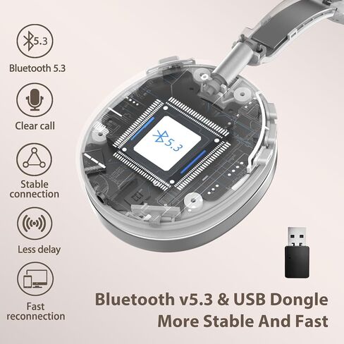 Earbay Wireless Headset with Mic for Work, Wireless Headset for Trucker,ENC Noise Canceling, 45H Working Time for All Day Use, with Bluetooth 5.3 & USB Dongle for Office/Call Center/Computer/Phones in Kuwait