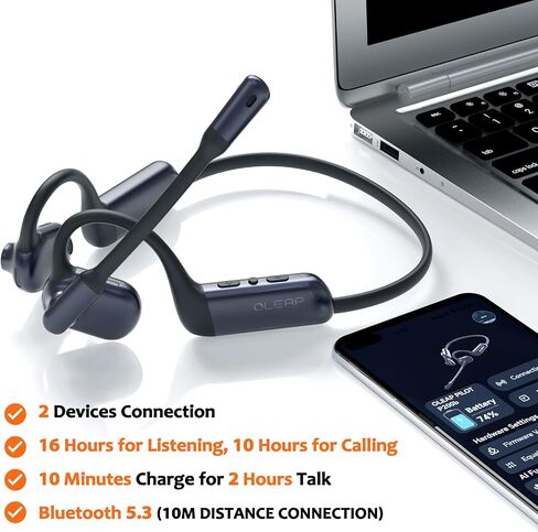 P200b Pro Wireless Headset with Mic for Work,50dB AI Noise Cancelling Microphone Headphones for Call,Bluetooth 5.3 Open Ear Headphones with USB-A Dongle for Office,Meeting,WFH,PC & Phone in Kuwait