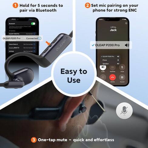 P200b Pro Wireless Headset with Mic for Work,50dB AI Noise Cancelling Microphone Headphones for Call,Bluetooth 5.3 Open Ear Headphones with USB-A Dongle for Office,Meeting,WFH,PC & Phone in Kuwait