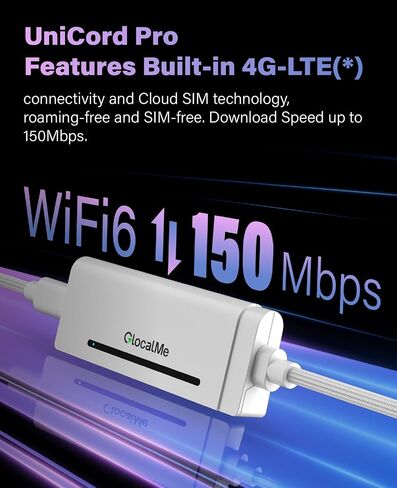 GlocalMe UniCord Pro USB C WiFi 6 Mobile Hotspot and MeowGo G50Max 5G Mobile Hotspot, NTN Satellite Communication(SMS), Portable WiFi Hotspot for Travel in 200+ Regions in Kuwait