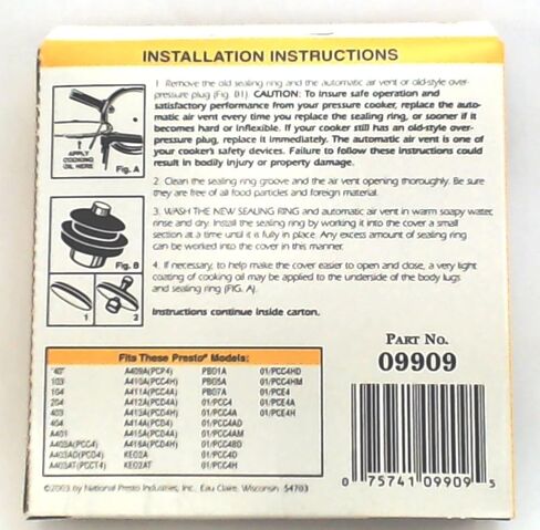 3 Pk, Presto Pressure Cooker Sealing Ring Gasket 09909 in Kuwait