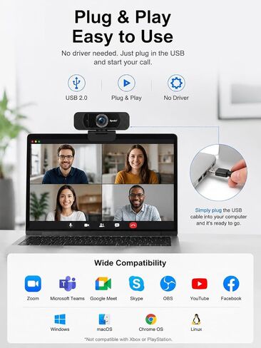 1080P Webcam with Microphone for Laptop and Desktop in Saudi Arabia