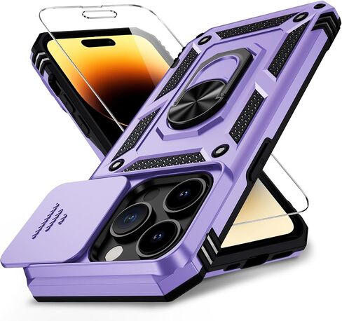 for iPhone 14 Plus Case with Camera Lens Cover, HD Screen Protector, 10 FT Military Grade Drop Protection, Magnetic Ring Holder Kickstand Protective Phone Case, Navy Blue in Kuwait
