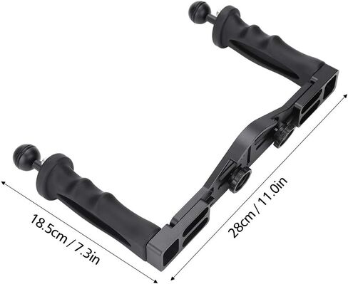 Fabater Camera Dual Handle Grip for Underwater Housing, Aluminum Tray with 1in Ball & 1/4in Screws for Diving Photography Accessory, Ergonomic Handle for Flash and Video Light Mount in Kuwait