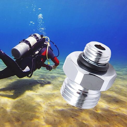 Scuba Diving Adapter Direct Joint Snorkeling Silver Diving Accessories Wear Resistant Converter Male 3/8-24 to Male 9/16-18 Adapter Fitments in Kuwait
