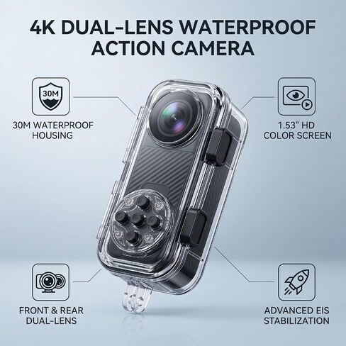 Diydeg 4K Underwater Camera 30m Water Proof Dual Screen with WiFi in Kuwait