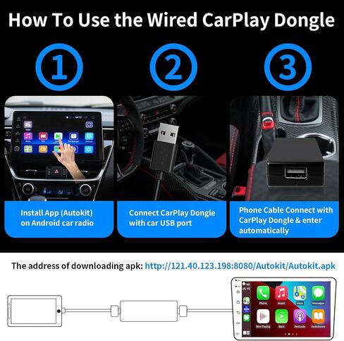 Wired CarPlay Adapter USB Dongle for Car Radio with Android Version 4.2 or Above Connection for Wired CarPlay Mirroring Compatible with iOS and Android Phone System Wired Mirroring in Saudi Arabia