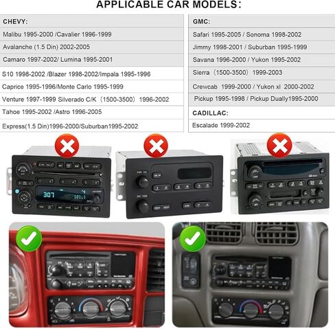 Plug and Play 1.5 Din Car Radio for Chevy Suburban 1995-2002,Tahoe 1995-2002，Silverado 1996-2002, Blazer 1998-2001，for GMC Yukon 1995-2002，Sierra 1999-2003.6.9 Inch with Carplay Android Auto AM/FM in Saudi Arabia