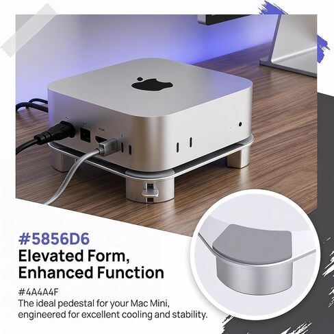 Mac mini Expansion Base Stand, Aluminum Alloy Material, Silver with Auxiliary Power On Button, for Mac mini M1/M2/M2 Pro in Kuwait