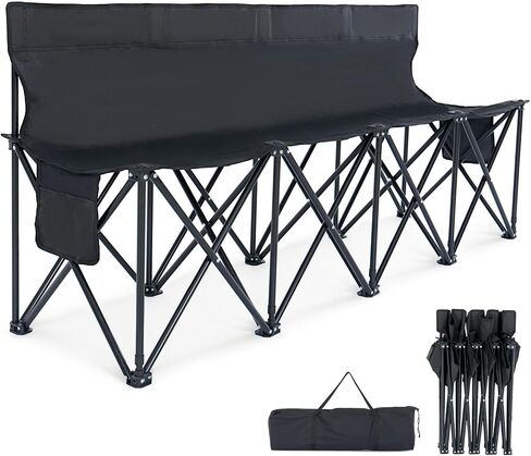 LILYPELLE Folding Soccer Bench, Portable Team Bench, 6 Seats w/Backrest in Kuwait