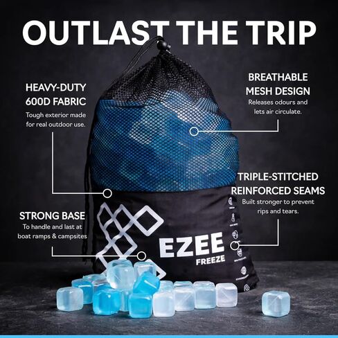 Reusable Ice Cubes for Coolers - Mega Freeze 10.5 lb Bag, 335 Clear Ice Cubes Use in Drinks, Lunch Boxes, Fishing, Refreezable Party Ice, Ice Bath in Kuwait