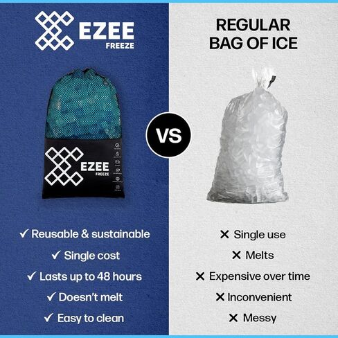 Reusable Ice Cubes for Coolers - Mega Freeze 10.5 lb Bag, 335 Clear Ice Cubes Use in Drinks, Lunch Boxes, Fishing, Refreezable Party Ice, Ice Bath in Kuwait