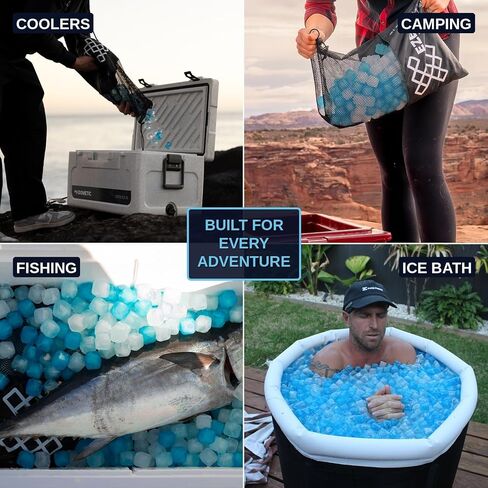 Reusable Ice Cubes for Coolers - Mega Freeze 10.5 lb Bag, 335 Clear Ice Cubes Use in Drinks, Lunch Boxes, Fishing, Refreezable Party Ice, Ice Bath in Kuwait