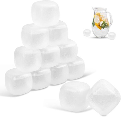 Extra Large Reusable Ice Cubes for Drinks(2" Sq.) - 6 Pack BPA-Free Plastic Ice Cube for Coolers- Chills Drinks Without Diluting Suitable for Large Containers, Water Pitchers in Kuwait