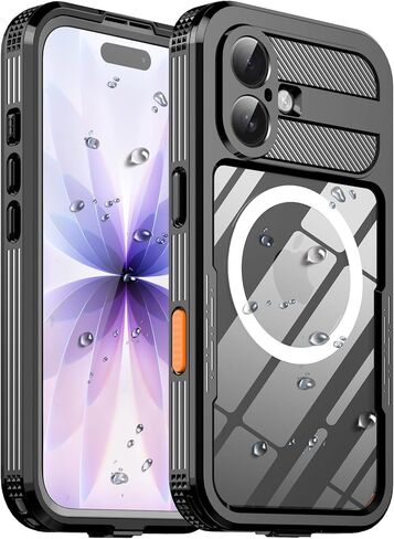 for iPhone 17 Pro Max Waterproof Case, with Built-in Screen Protector Rugged Dustproof Shockproof Full Body Underwater Protective Phone Cover (M Black, for iPone 17 Pro Max) in Kuwait